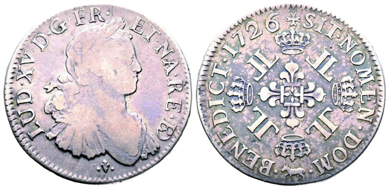 Louis XV 1715-1774
Ecu de Béarn aux 8 L, Pau, 1726, AG 22.89 g. Ref : G. 320a (R...