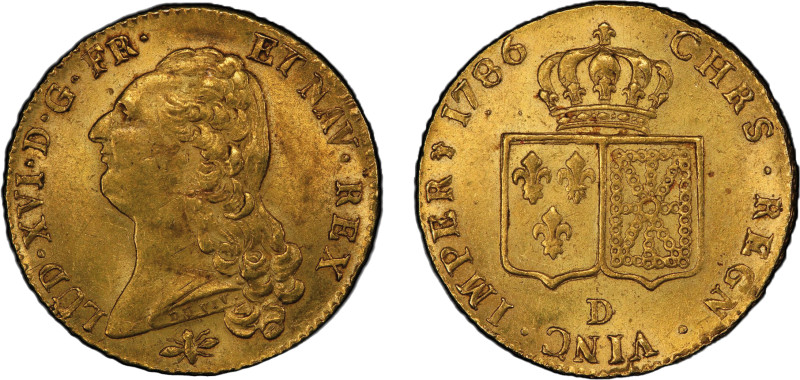 Louis XVI 1774-1792
Double Louis d'or, Lyon, 1786 D, 1er sem. , AU Ref : G. 363,...