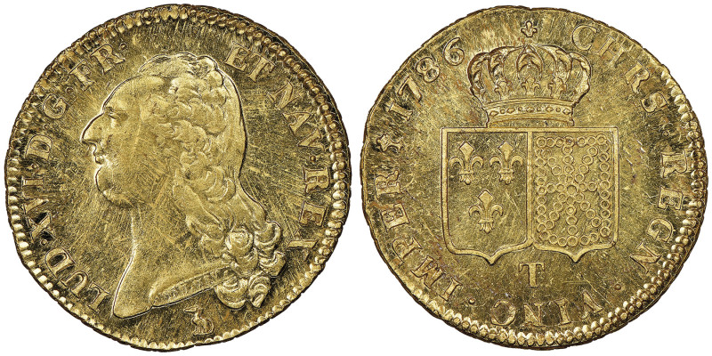 Louis XVI 1774-1792
Double Louis d'or à la tête nue, Nantes, 1786 T, AU 15.2 g.
...