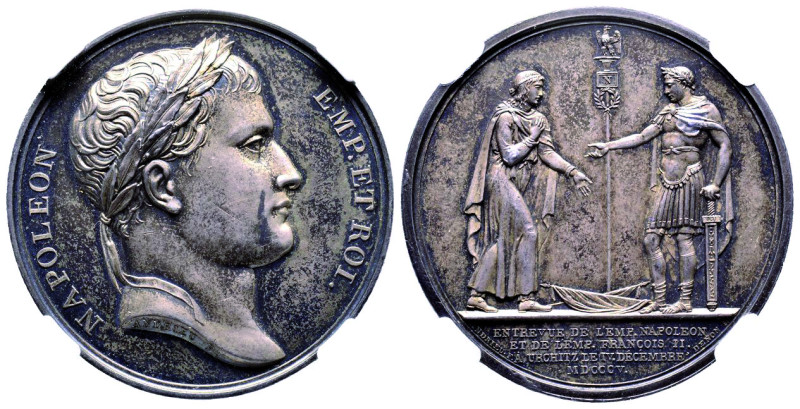 Premier Empire 1804-1814
Médaille en argent, Entrée de Napoléon I et François II...