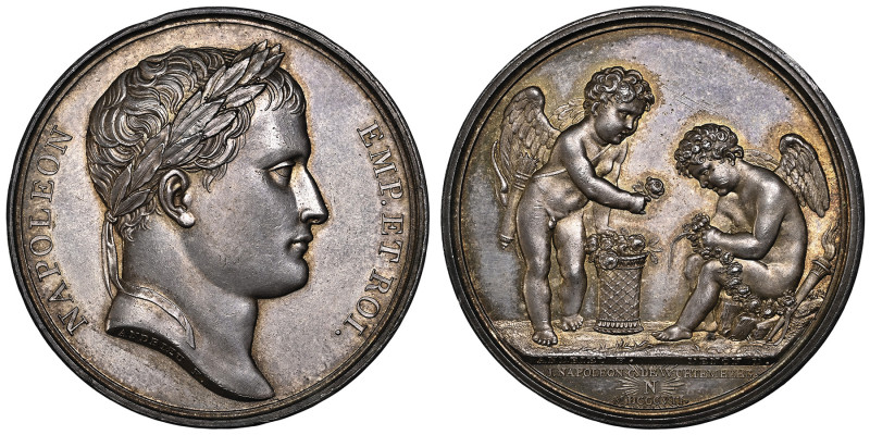 Premier Empire 1804-1814
Médaille en argent, 1807, Mariage de Jérôme Napoléon et...