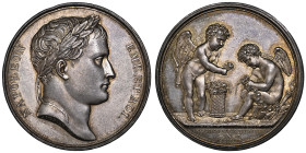 Premier Empire 1804-1814
Médaille en argent, 1807, Mariage de Jérôme Napoléon et de Catherine de Wurtemberg, AG 41 mm par Andrieu
Ref : Bramsen 662
Co...