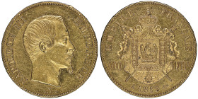 Second Empire 1852-1870
100 Francs, Paris, 1859 A, AU 32.25 g.
Ref : G.1135, Fr. 569 
Conservation : NGC MS 61
