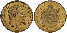 Second Empire 1852-1870
100 Francs, Strasbourg, 1867 BB, AU 32.25 g. Ref : G.1136, Fr. 581
Ex Collection Abbé J. Thilliez, lot 622 Conservation : NGC ...