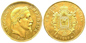 Second Empire 1852-1870
100 Francs, Paris, 1869 A, AU 32.25 g. Ref : G.1136, Fr. 580
Conservation : PCGS MS 62