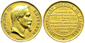 Second Empire 1852-1870
Médaille en or, 1864, Gouvernement général de l'Algérie, Esposition générale agricole à Oran, AU 34.6 g. 37 mm poinçon Abeille...