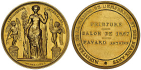 Second Empire 1852-1870
Médaille en or, 1867, Ministère de la Maison de l'Empereur et des Beaux-Arts, Peinture, Salon de 1867, AU 109.45 g. 44 mm par ...