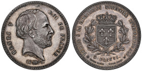 Henri V, prétendant 1820-1883
Epreuve en argent du 5 francs Henri V , Bruxelles, 1873, AG
Ref : Maz. 927
Ex Collection Dr. F.
Conservation : NGC MS 61...