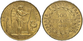 Troisième République 1870-1940
100 Francs, Paris, 1886 A, AU 32.25 g.
Ref : G. 1137, Fr. 590
Conservation : NGC MS 62