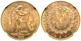 Troisième République 1870-1940
100 Francs, Paris, 1907 A, AU 32.25 g.
Ref : G. 1137, Fr. 590
Conservation : NGC MS 62