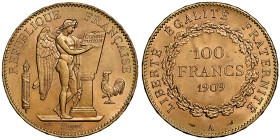 Troisième République 1870-1940
100 Francs, Paris, 1909 A, AU 32.25 g.
Ref : G. 1137, Fr. 590
Ex Collection Dr. F.
Conservation : NGC MS 64+