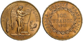 Troisième République 1870-1940
100 Francs, Paris, 1911 A, AU 32.25 g.
Ref : G. 1137, Fr. 590
Ex Collection Dr. F.
Conservation : NGC MS 65