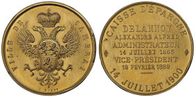 Troisième République 1870-1940
Médaille en or, 1900, Caisse d'épargne de Cambrai, AU 55.38 g. 36 mm par Bugny
Avers : VILLE DE CAMBRAI
Revers : CAISSE...