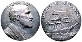 Troisième République 1870-1940
Rare médaille en argent Charcot et le Pourquoi pas?, expéditions polaires, s.d. Paris, AG 157.8 g. 67.9 mm poinçon Corn...