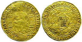 Elizabeth I. 1558-1603
Sovereign, 1584-1586, AU 15.38 g
Ref : S. 2529, Fr. 209
Conservation : Manipulation sur la tranche et trace d'essai TB
