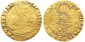 James I 1603-1625
Unite, London, 1607-1609 (crown), AU 10.09 g.
Ref : S.2619, Fr. 234
Conservation : presque Superbe