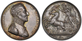 George III 1760-1820
Médaille en argent Maréchal Arthur Wellesley, Duke of Wellington, 1769-1852, Bataille de Victoria, 1813, Hanover, AG 41mm par G. ...