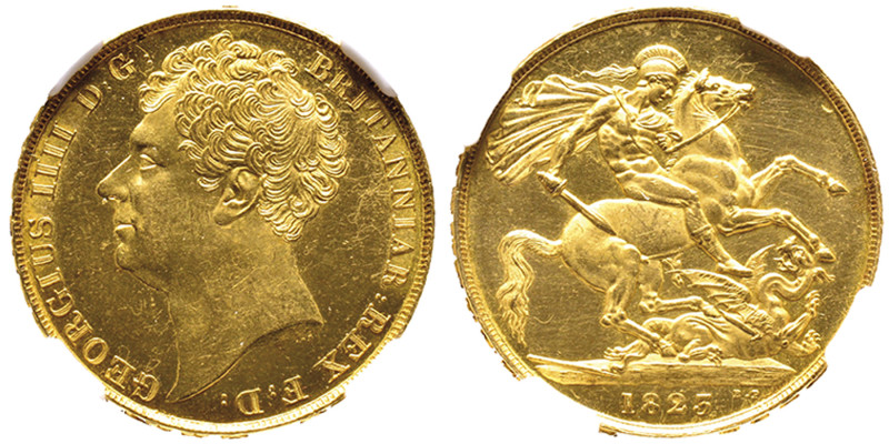 George IV 1820-1830
2 Pounds 1823, London, AU 
Ref : Fr. 375, Schl. 117, S. 3798...