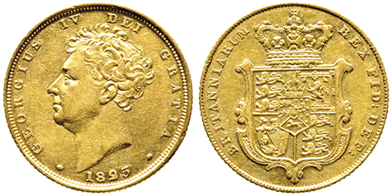 George IV 1820-1830
Sovereign, 1825, AU 7.98 g.
Ref : S. 3800, Fr. 376a
Conserva...