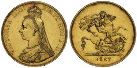 Victoria 1837-1901 
5 Pounds, 1887, AU 39.94 g. Ref : S. 3864, Fr. 390 Conservation : NGC MS 61