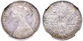 Victoria 1837-1901
Gothic Crown, 1847, AG 27.92 g. opus William Wyon 40 mm
Avers : Tête à gauche
Revers : Écu cruciforme couronné, emblèmes en angl...