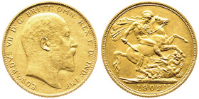Edward VII 1901-1910
Sovereign, 1902, AU 7.98 g. Ref : KM#805, Fr.400a, Spink 3969 Conservation : Matte Proof
