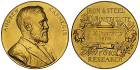 Edward VII 1901-1910
Médaille d'or, prix Andrew Carnegie, Iron & Steel Institut, à A. M. Portevin 1909.
AU 93.6 g - 53 mm
Avers : ANDREW CARNEGIE. Bus...
