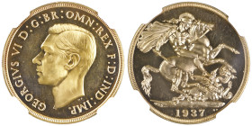 George VI 1936-1952
2 Pounds 1937, AU 15,98 g. Ref : Fr. 409, KM#860 Conservation : NGC PROOF 633 ★