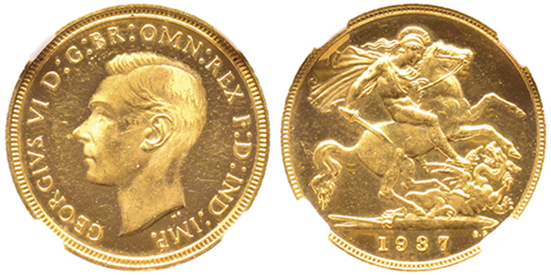 George VI 1936-1952
Half Sovereign Proof, 1937, AU 3.99 g.
Ref : S. 4077, Fr. 41...