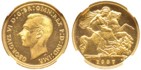 George VI 1936-1952
Half Sovereign Proof, 1937, AU 3.99 g.
Ref : S. 4077, Fr. 412, KM#858 Conservation : NGC PROOF 62★