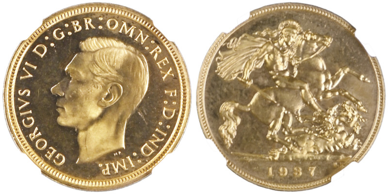 George VI 1936-1952
Half Sovereign Proof, 1937, AU 3.99 g.
Ref : S. 4077, Fr. 41...
