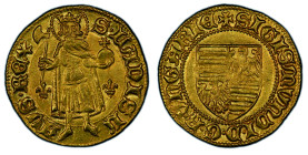Hungary
Ludwig I the Great 1342-1382
Sigismund von Luxembourg 1387-1437
Gulden, Luxembourg, AU 3.57 g.
Ref : Fr. 9, Huszar 572
Conservation : PCGS MS ...