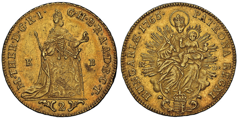 Marie-Thérèse 1740-1780
2 ducats 1765, KB, Kremnitz, AU Ref : Fr.179, KM#379
Con...