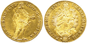 Leopold II 1790-1792
Ducat, Kremnitz, 1792, AU 3.47 g. Ref : Fr. 205, J. 86, Huszar 1906 Conservation : presque FDC. Rare