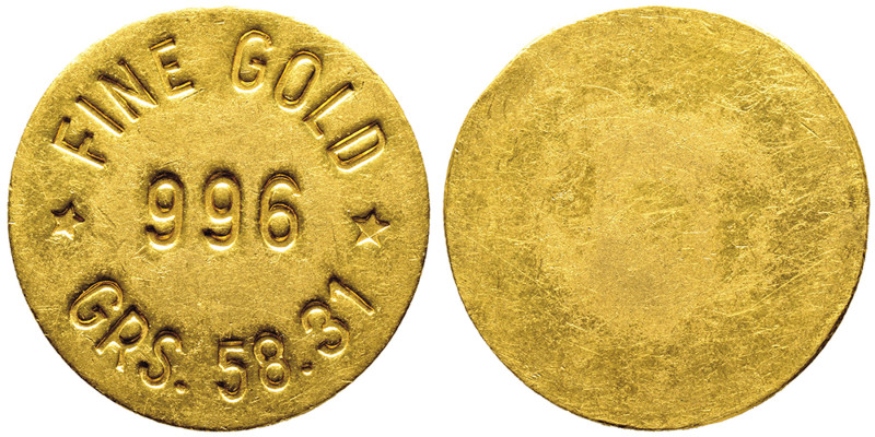 Mahatma Gandhiji, 1869-1948
5 Tolas Uniface, AU 58.37 g.
Avers : FINE GOLD / 996...