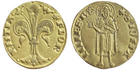 Republique 1189-1531
Fiorino d'oro, I sem. 1334, Simbolo dello zecchiere Duccio di Lapo Alberti, AU 3.51 g.
Avers : lis, +FLOR ENTIA
Revers : Saint Jo...
