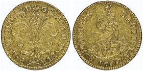 Pietro Leopoldo di Lorena 1765-1790
Ruspone da 3 Zecchini, 1766, AU 10.4 g.
Ref : MIR 369/2 (R2), Pucci 66/8
Conservation : NGC AU 55. Superbe. Très R...