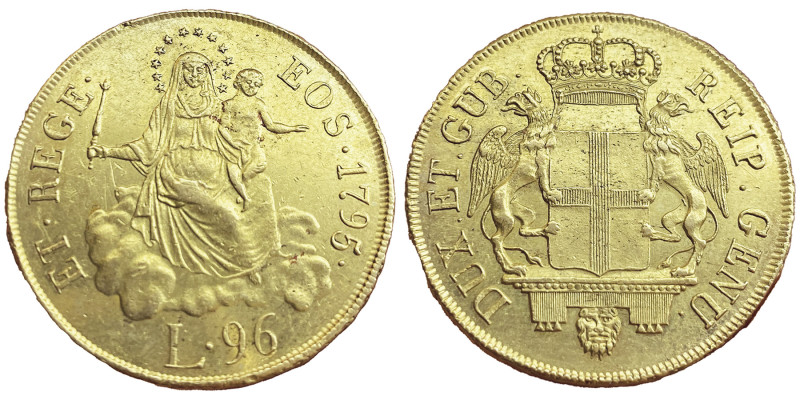 Dogi biennali III fase 1637-1797
96 lire, Genova, 1795, AU 25.18 g. Ref : MIR 27...