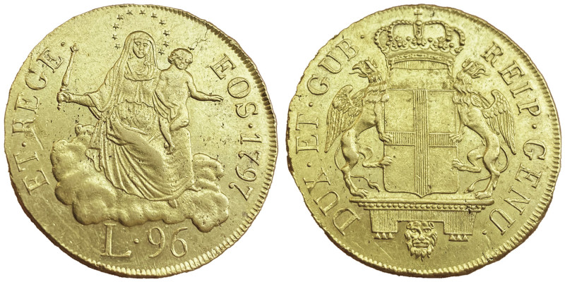 Dogi biennali III fase 1637-1797
96 lire, Genova, 1797, AU 25.18 g. Ref : MIR 27...