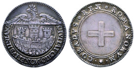 Signori di Chios
La Maona 1347-1566
Médaille en argent, ND, AG 6.18 g.
Avers : CIVITAT CHIO MONET IVSTINIANA Aigle éployée sur un château à trois tour...