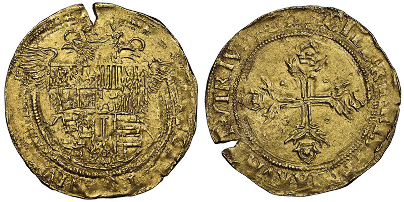 NAPOLI
Carlo V 1516-1556
Scudo d'Oro, ND, AU 3.31 g.
Ref : MIR 132 (R) , Fr. 835...