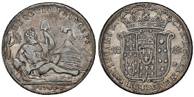 Carlo di Borbone, 1734-1759
Piastra da 120 Grana, Napoli, 1748, AG 25.61 g. Ref : MIR 336 (R), Pannuti-Riccio 26
Conservation : NGC VF 35