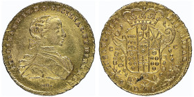 Fernando IV di Borbone 1759-1799
6 Ducati, Napoli, 1767, AU 8.84 g. Ref : MIR 352/14, PR. 10, Fr. 846a Conservation : SUP/FDC