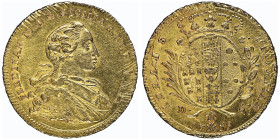 Fernando IV di Borbone 1759-1799
6 Ducati, Napoli, 1768, DG, AU 8.83 g. Ref : MIR 352/15, Fr. 846a, Pannuti Riccio 11 Conservation : SUP/FDC