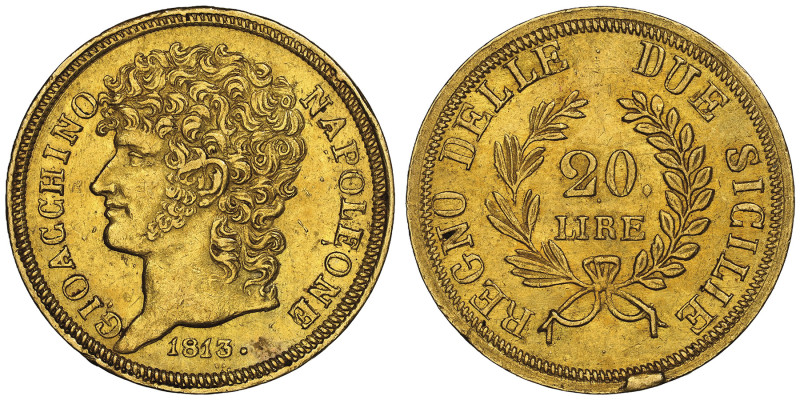 Gioacchino Murat 1808-1815
20 Lire, Napoli, 1813, AU 6.45 g.
Ref : MIR 440, Pann...