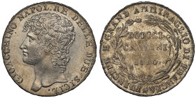Gioacchino Murat 1808-1815
Piastra da 12 Carlini, Napoli, 1810, AG Ref : MIR 434/2 (R5), Pannuti Riccio 1 Conservation : NGC MS 62. Très Rare