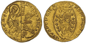 Senato Romano 1350-1439
Ducato, Roma, AU 3.5 g.
Ref : MIR 177/4, Berman 149 Conservation : NGC MS 63. Rare en FDC
