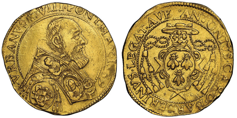 Urbain VIII 1623-1644 
Quadruple écu d'or, Avignon, 1639 AU 13.07g.
Ref : Munt. ...