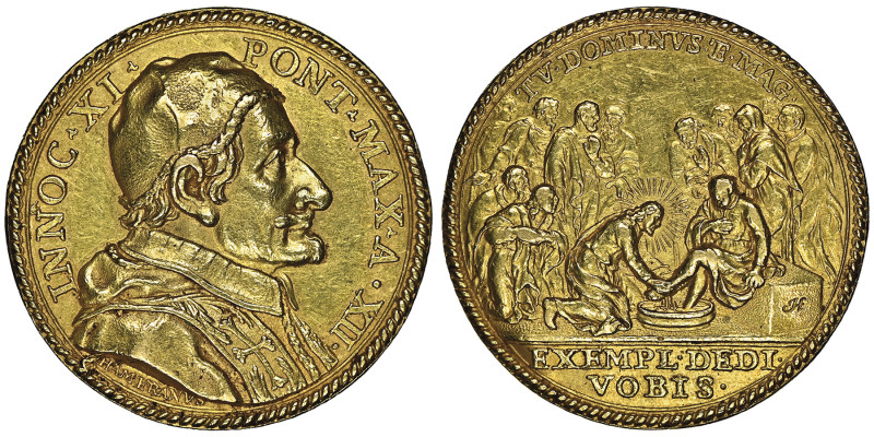 Innocent XI 1676-1689
Médaille en or, AU 16.74 g. 28 mm Opus: Giovanni Hamerani
...