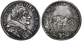 Alexander VIII 1689-1691
Testone, Roma, 1690, AN I, AG 9.08 g. 
Ref : MIR 2084/1, Munt. 16, Berman 2176 
Conservation : NGC AU 53